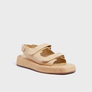 Loeffler Randall Natural Straw Blaise Two Band Platform Sandal